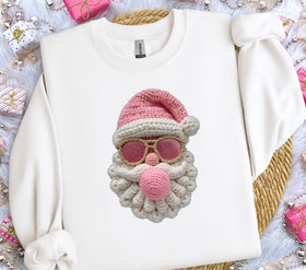 Pink Bubble Santa Faux Yarn DTF Transfers