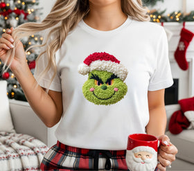 Grinch red Faux Yarn DTF Transfers