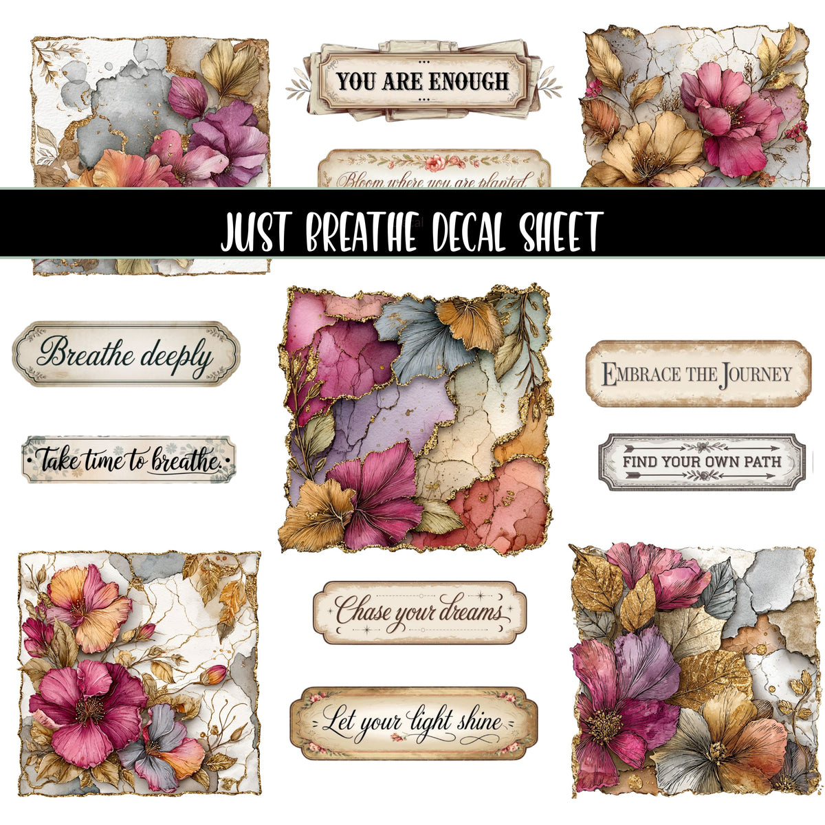 Just Breathe UV DTF Decal Sheets