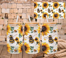 Bees and Sunflowers UV DTF uv dtf 116oz libbey wrap