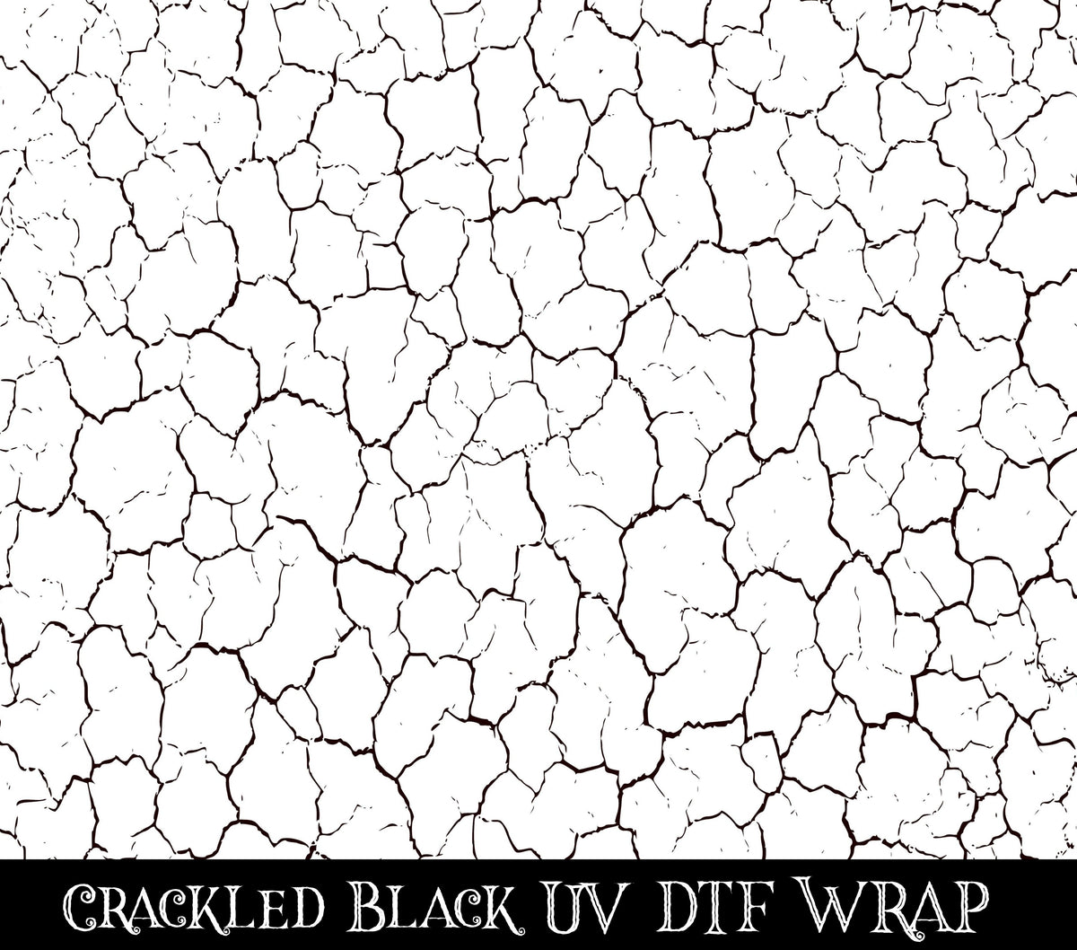 Crackled Black UV DTF tumbler wraps