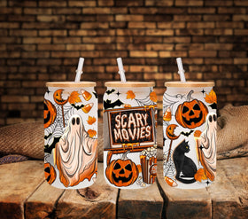 Spooky Movie season UV DTF 16oz Libbey wrap
