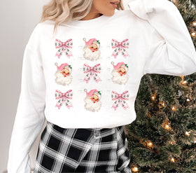 Pink Santa and Bows DTF Transfer