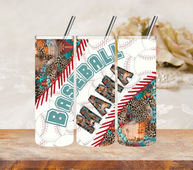 Leopard Baseball mama vinyl tumbler wrap