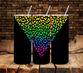 Rainbow leopard Vsplit UV DTF tumbler wraps