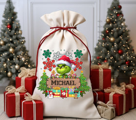 Grinch Santa Sack DTF Transfer