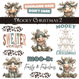 Mooey Christmas UV DTF Decal Sheets 8 design options