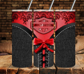 Motorcycle and lace Red vinyl tumbler wraps