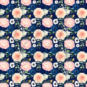 Navy Blue, Pink and Peach Florals Adhesive Vinyl