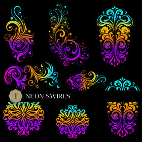 Neon Swirls UV DTF Decal Sheet