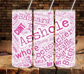 Words of Affirmation Hot Pink UV DTF tumbler wraps