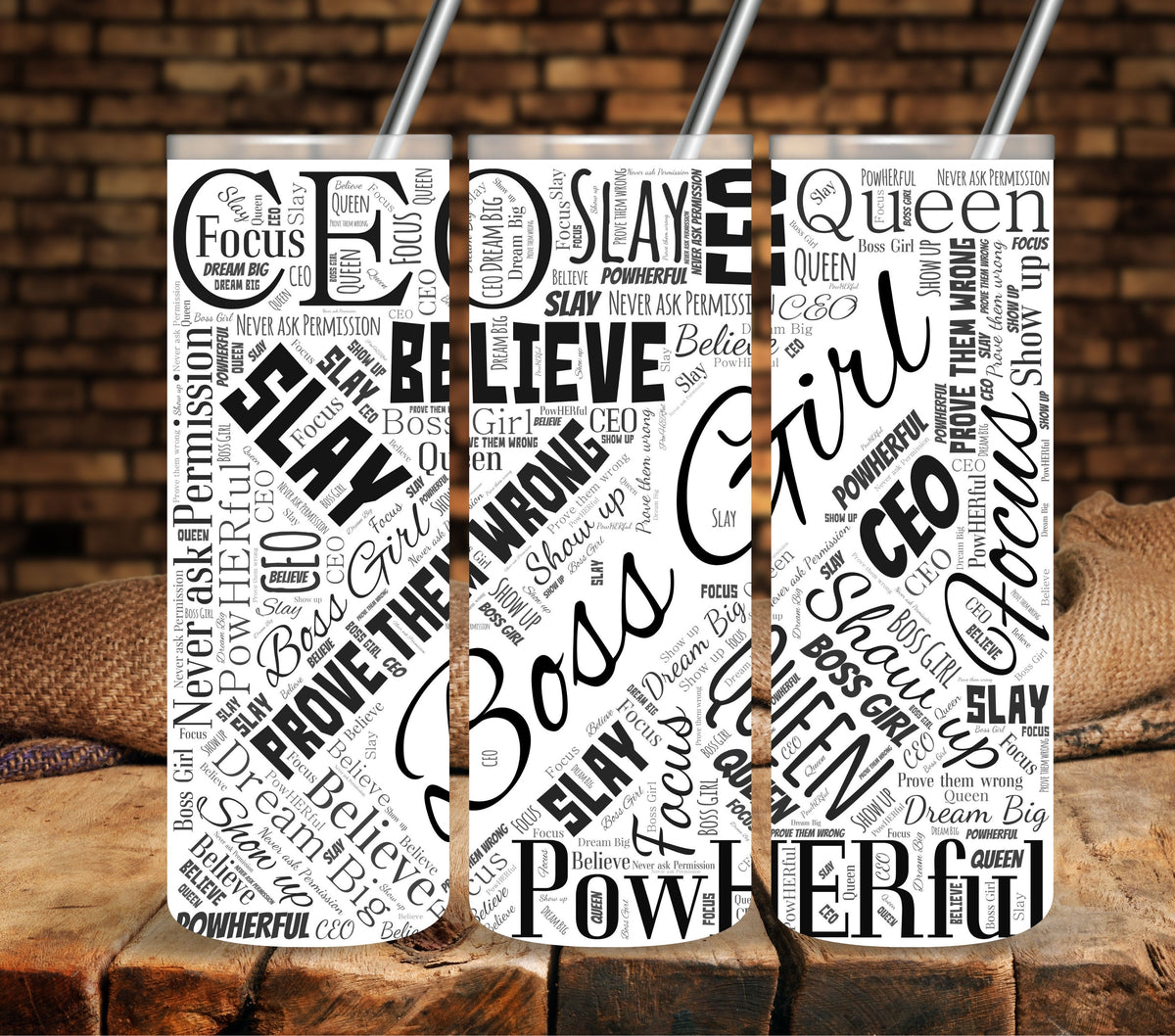Boss Girl Black UV DTF tumbler wraps