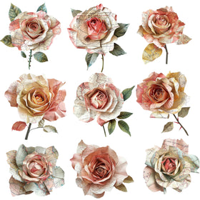 Paper Roses UV DTF Decal sheet