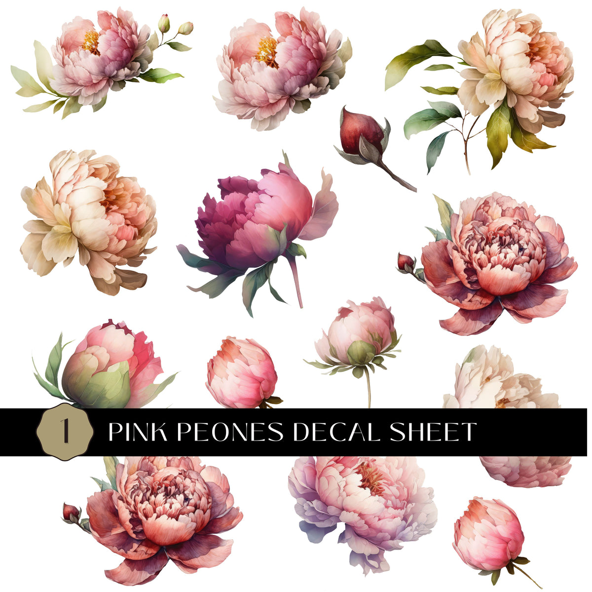 Pink Peones UV DTF Decal Sheet