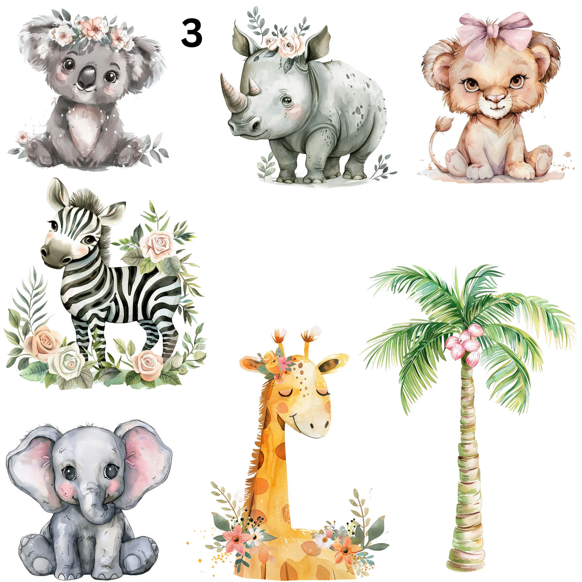 Pink Safari UV DTF Decal sheet-3 Designs available 10x10 sheets