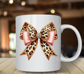 Rose Gold Leopard Bow UV DTF Decals