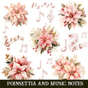 Poinsettia and music notes UV DTF Decal Sheets 2 color options
