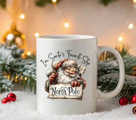 I'm Santa's Favorite stop red UV DTF Decals