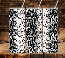 Snakeskin Black UV DTF tumbler wraps 20oz skinny