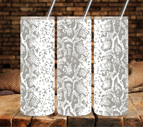 Snakeskin Grey UV DTF tumbler wraps 20oz skinny