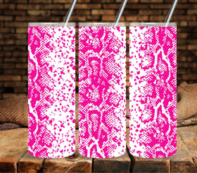 Snakeskin Hot Pink UV DTF tumbler wraps 20oz skinny