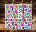 Doodle Daisies UV DTF tumbler wraps 20oz skinny
