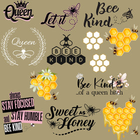 Queen Bee UV DTF Decal accent Sheet 10x10