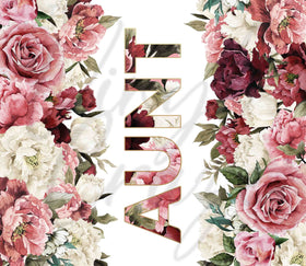 Red and Pink Roses on Border 20 or 30 oz Skinny Adhesive Vinyl Wrap