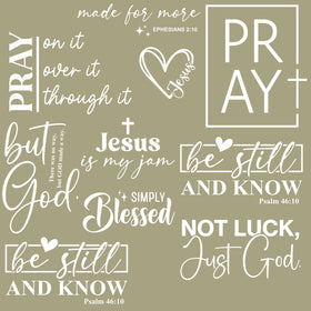 Religious Sayings white UV DTF Decal sheet- 3 Styles 10x10 sheets