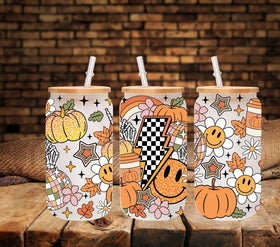 Retro Pumpkin 16oz UV DTF Libbey wrap