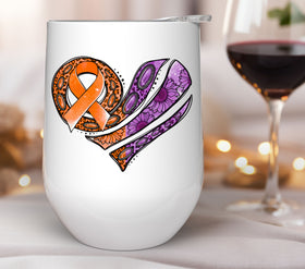 Western awareness heart Orange and Purple UV DTF Decals