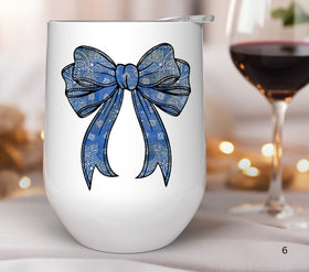 Vintage blue Bandana Bow UV DTF Decals