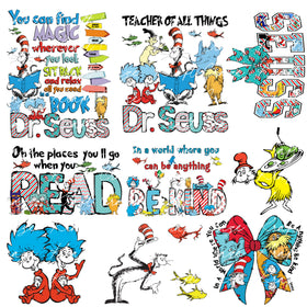Seuss Decal Sheet UV DTF Decal accent Sheet 10x10 2 designs