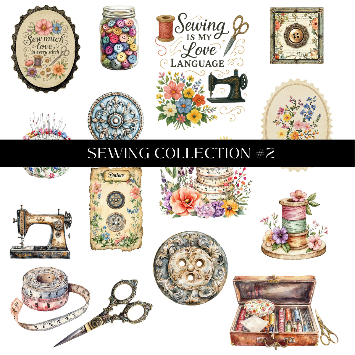 Sewing collection UV DTF Decal Sheets 3 Designs