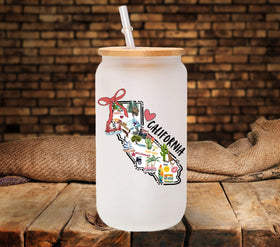 California Coquette Doodle Map UV DTF Decals