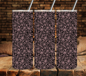 Spider web #1 pink UV DTF tumbler wraps