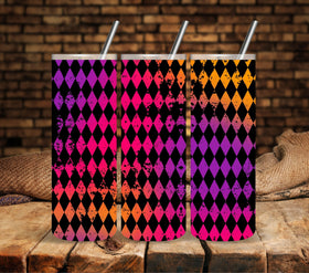 Harlequin-Neon UV DTF tumbler wraps