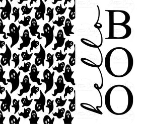 Hello Boo black UV DTF tumbler wraps