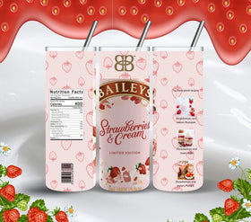 Strawberries and Cream Vinyl Tumbler wraps