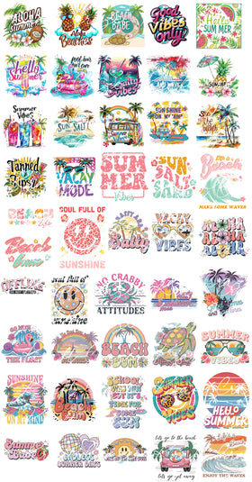 Summer Sheet UV DTF Bundle- 45 Decals Limited quantities