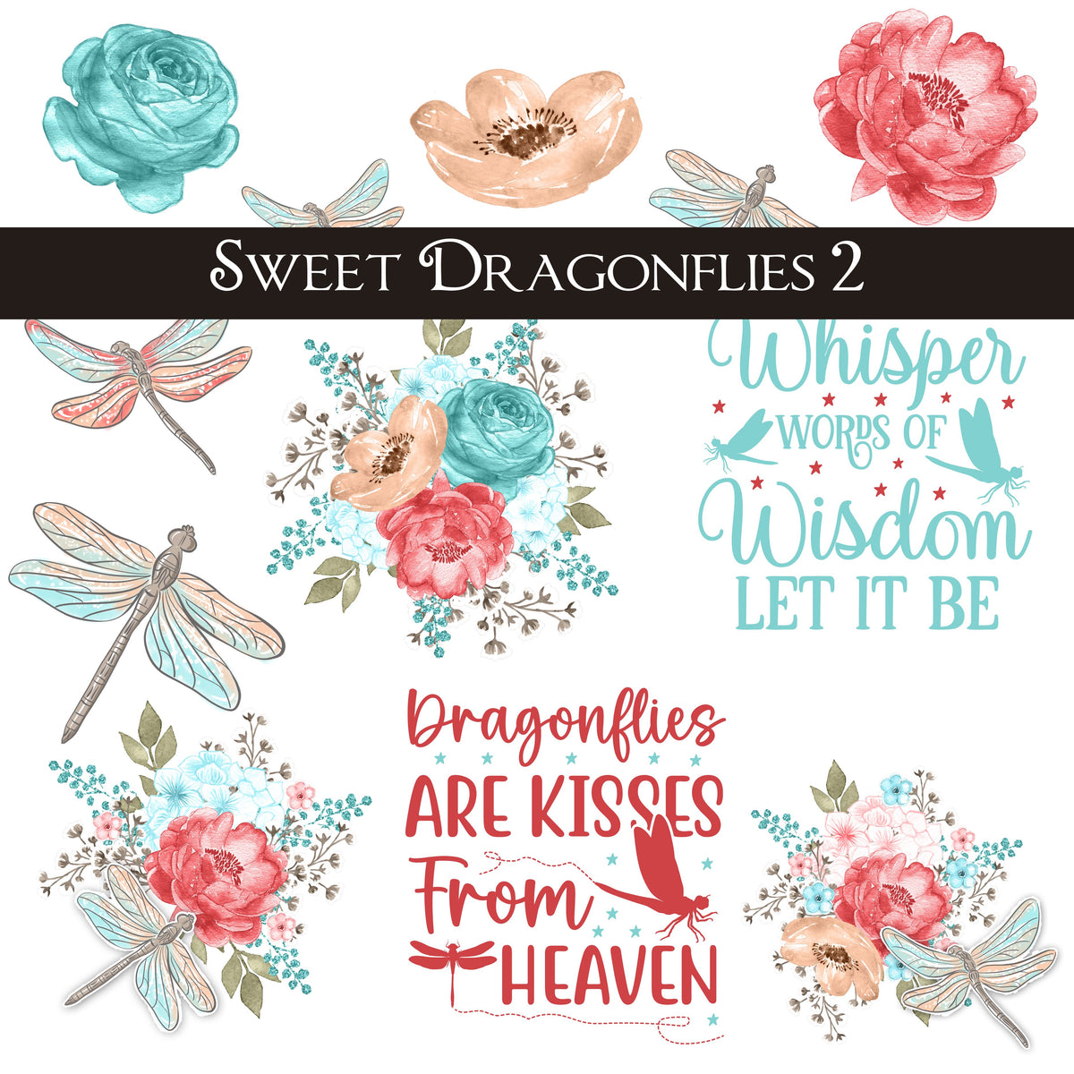 Sweet Dragonflies UV DTF Decal Sheets 2 design options