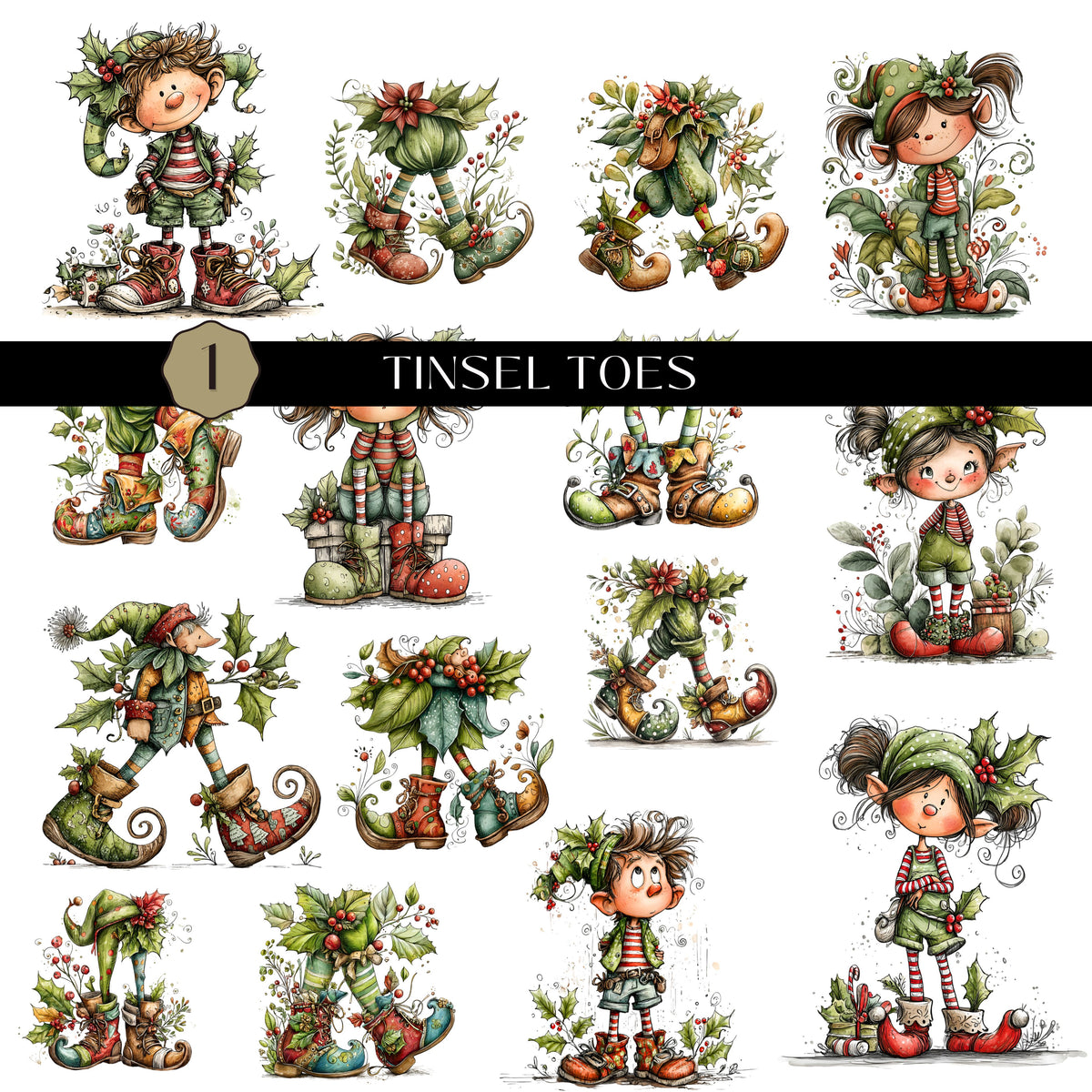 Tinsel Toes UV DTF Decal Sheet