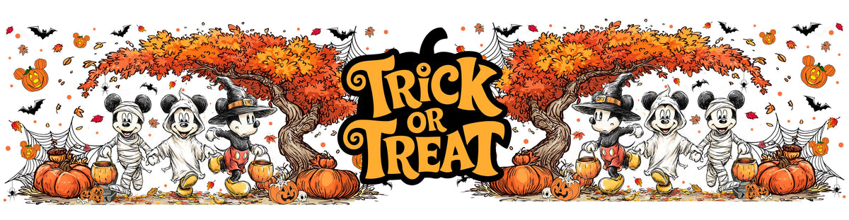 Trick or treat Mick UV DTF Bucket and jar wraps