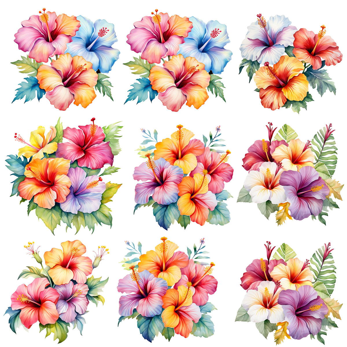 Tropical watercolor UV DTF Decal sheet