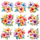 Tropical watercolor UV DTF Decal sheet