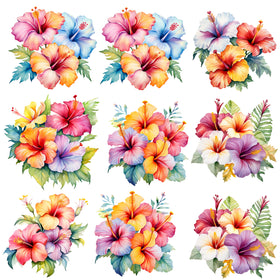 Tropical watercolor UV DTF Decal sheet