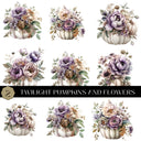 Twilight Pumpkins and Flowers UV DTF Decal Sheet 2 Designs