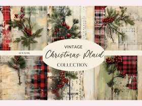 Vintage Christmas Plaid Vinyl collection- 12x12 vinyl sheets-6 designs available