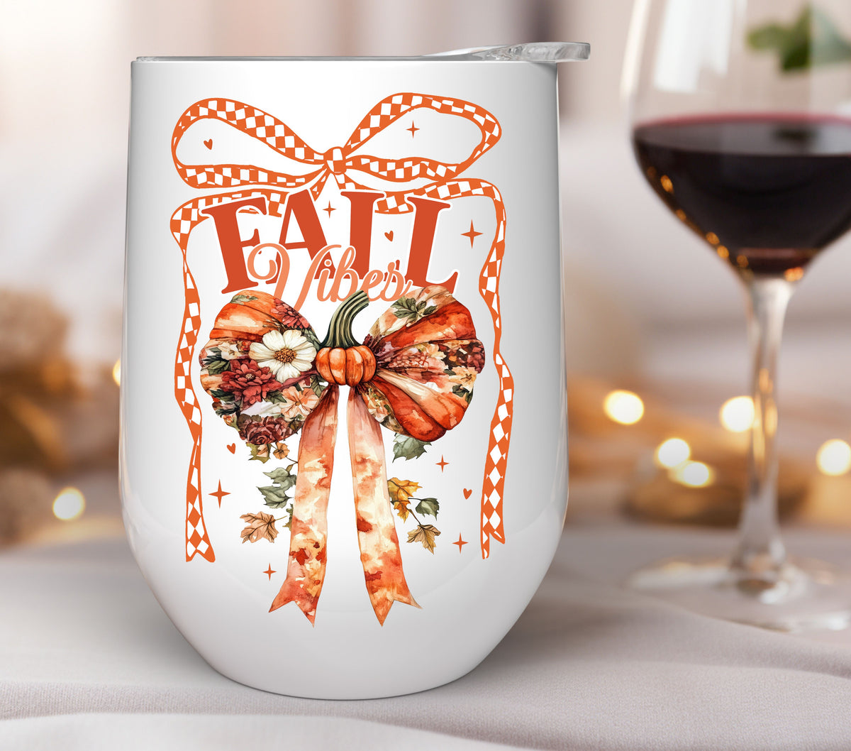 Fall Vibes with bow UV DTF Decals