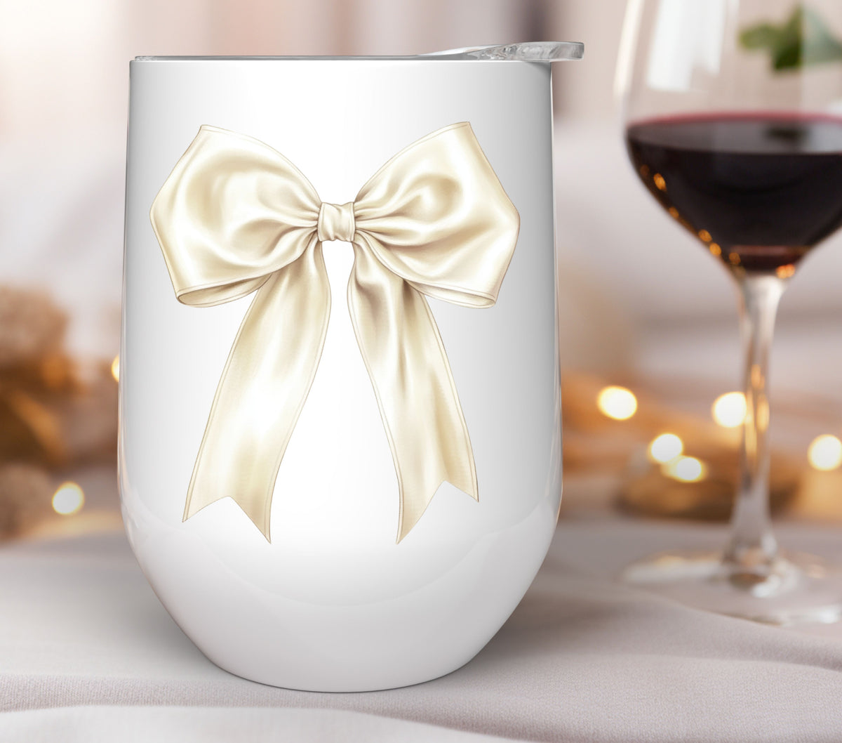 Cream Satin Bow 1 UV DTF Decals